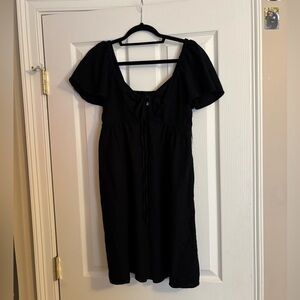 Black Linen Dress with Pockets